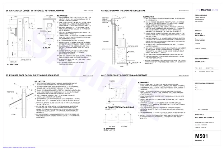 Sample M501 mechanical details sheet from a Florida permit plan set